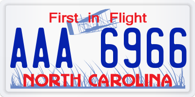 NC license plate AAA6966