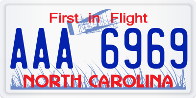 NC license plate AAA6969