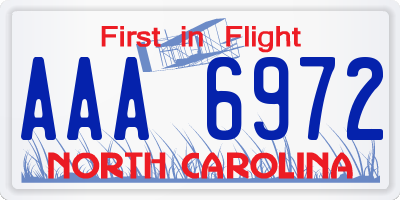 NC license plate AAA6972