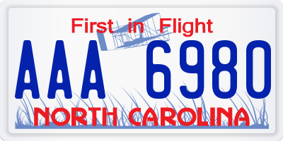 NC license plate AAA6980