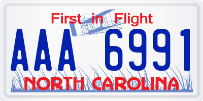 NC license plate AAA6991