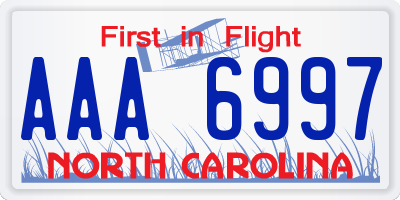 NC license plate AAA6997