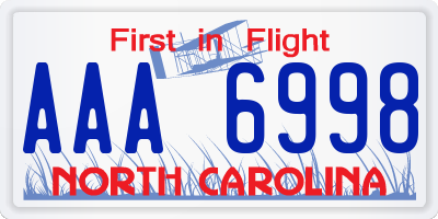 NC license plate AAA6998