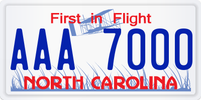 NC license plate AAA7000