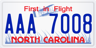 NC license plate AAA7008