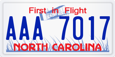 NC license plate AAA7017
