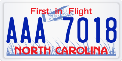 NC license plate AAA7018
