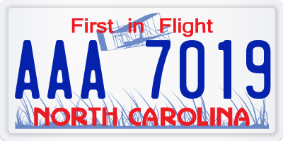 NC license plate AAA7019