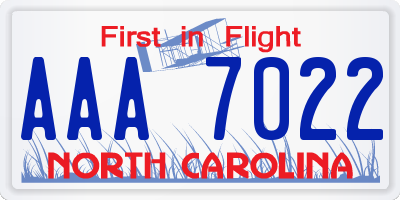 NC license plate AAA7022