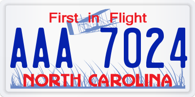 NC license plate AAA7024