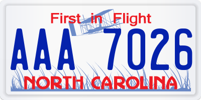 NC license plate AAA7026
