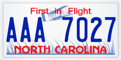 NC license plate AAA7027