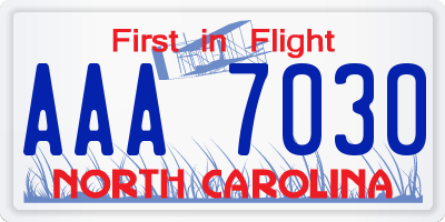 NC license plate AAA7030