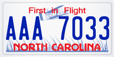 NC license plate AAA7033