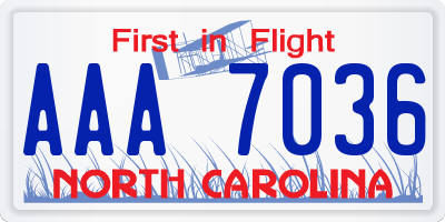 NC license plate AAA7036