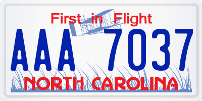 NC license plate AAA7037