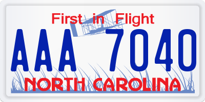 NC license plate AAA7040