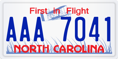 NC license plate AAA7041