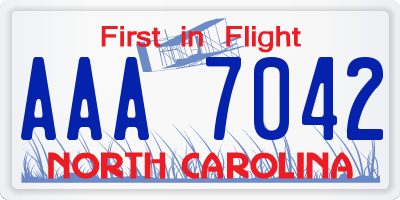 NC license plate AAA7042