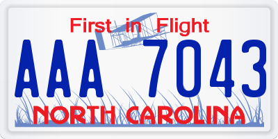 NC license plate AAA7043