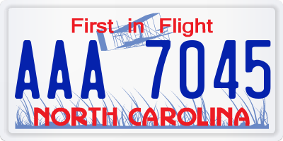 NC license plate AAA7045