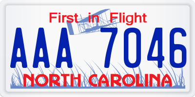 NC license plate AAA7046