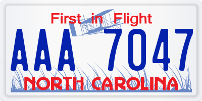 NC license plate AAA7047