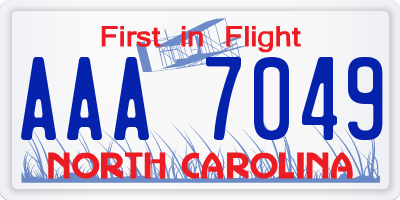 NC license plate AAA7049