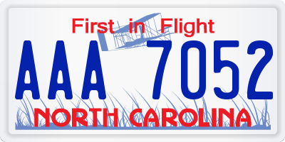 NC license plate AAA7052