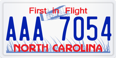 NC license plate AAA7054