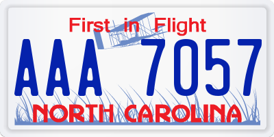 NC license plate AAA7057