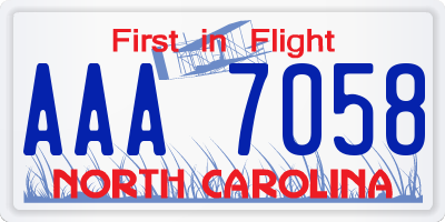 NC license plate AAA7058