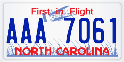 NC license plate AAA7061