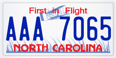 NC license plate AAA7065