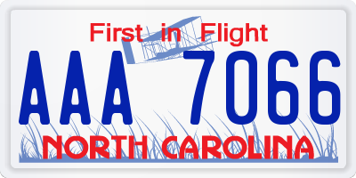 NC license plate AAA7066