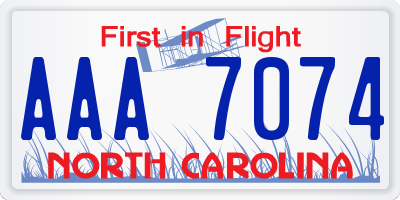 NC license plate AAA7074