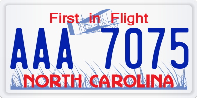 NC license plate AAA7075