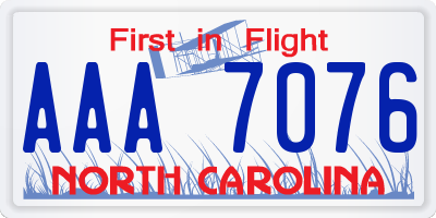 NC license plate AAA7076