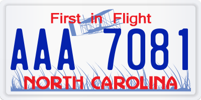 NC license plate AAA7081