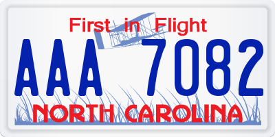 NC license plate AAA7082