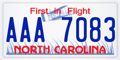 NC license plate AAA7083