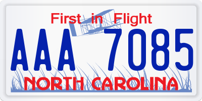 NC license plate AAA7085