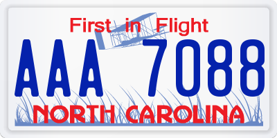 NC license plate AAA7088