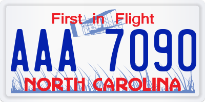 NC license plate AAA7090