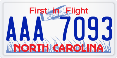 NC license plate AAA7093