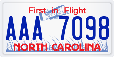 NC license plate AAA7098