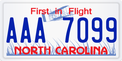 NC license plate AAA7099
