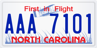 NC license plate AAA7101