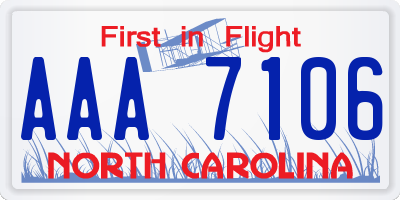 NC license plate AAA7106