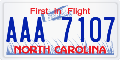 NC license plate AAA7107